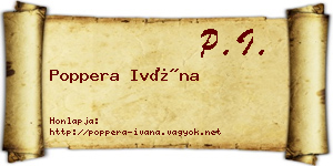 Poppera Ivána névjegykártya